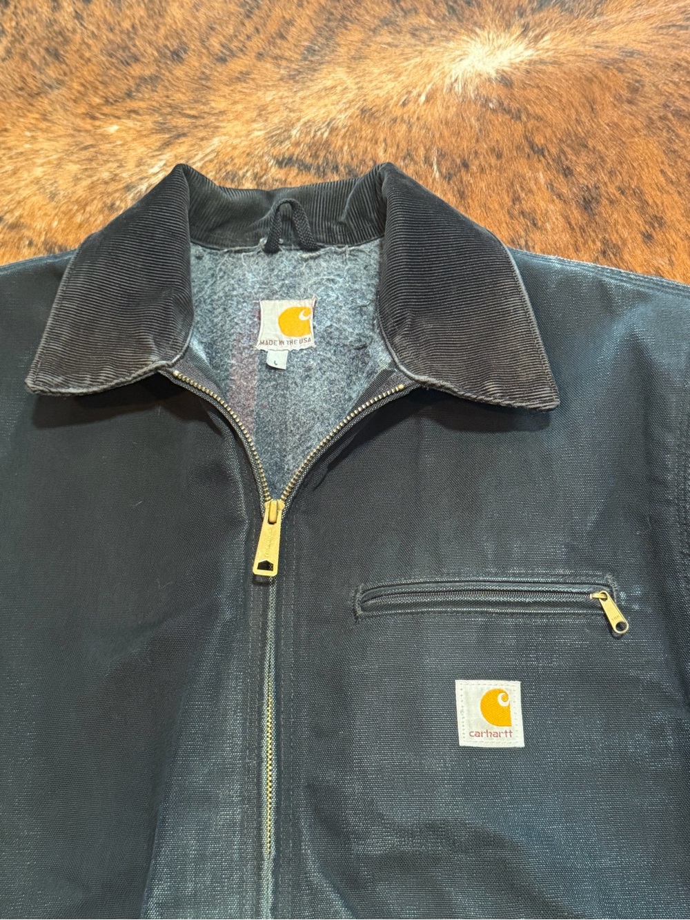 Vintage Carhartt Detroit Jacket J001 Black Made in USA Union Made Men's L 25th - Picture 9 of 15